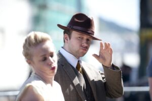 Lighthouse Theatre Company performing "Return Journey" by Dylan Thomas while on a walking tour of Swansea. The walk took in key places in Swansea which are relevant to the famous Welsh poet's work.